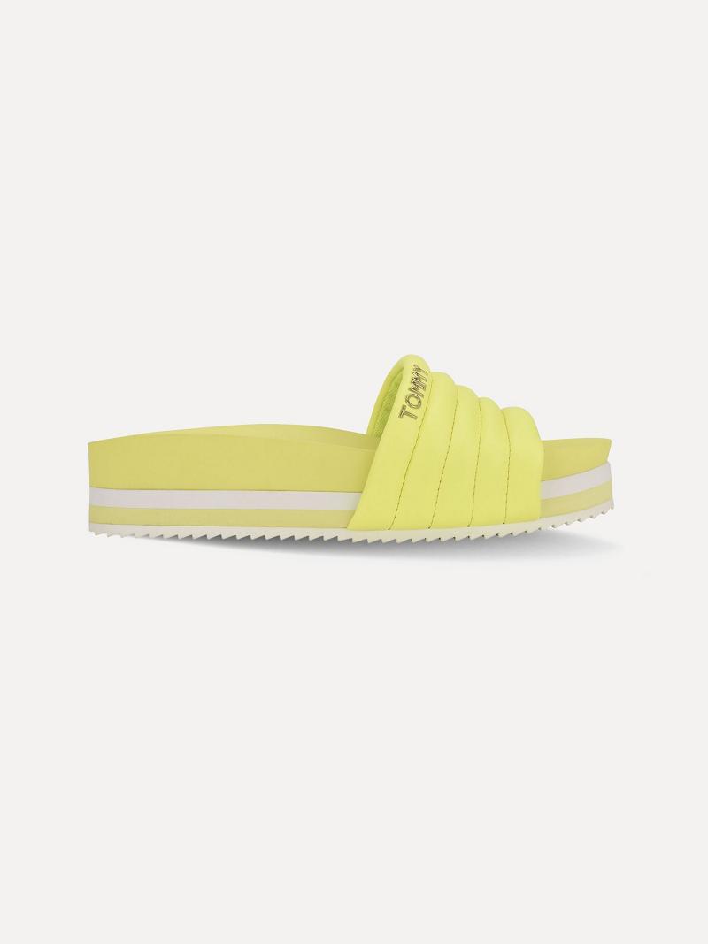 Női Tommy Hilfiger Fluorescent Platform Slide Sárga | HU 618LIS